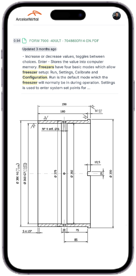 Tacit AI Companion showing steel mill field operations efficiency