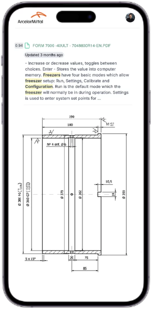 Tacit AI Companion showing steel mill field operations efficiency